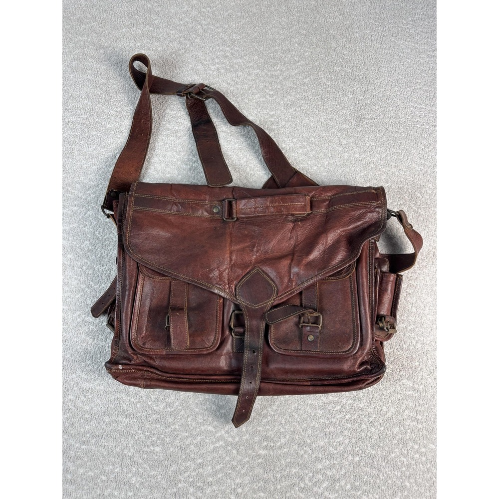 Komal's Passion Leather Brown 17"‎ Messenger Shoulder Bag Laptop Briefcase Men